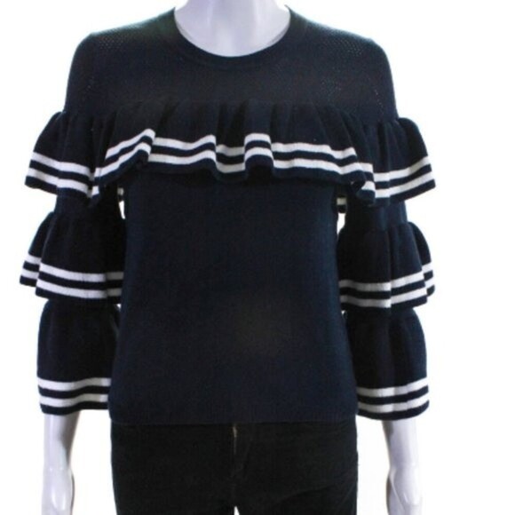 NWT SCRIPTED knit ruffle sweater metallic black fairy romantic elegant stretch - Picture 6 of 6